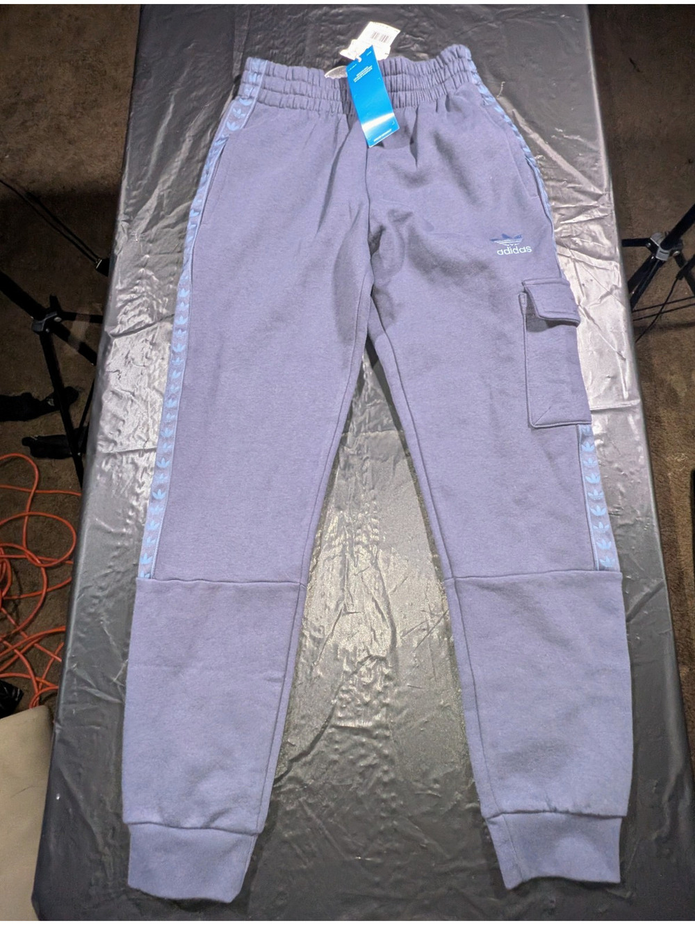 Adidas Boys Shadow Navy Track Pants Size M Elastic Waist Pull-On Solid IQ4705